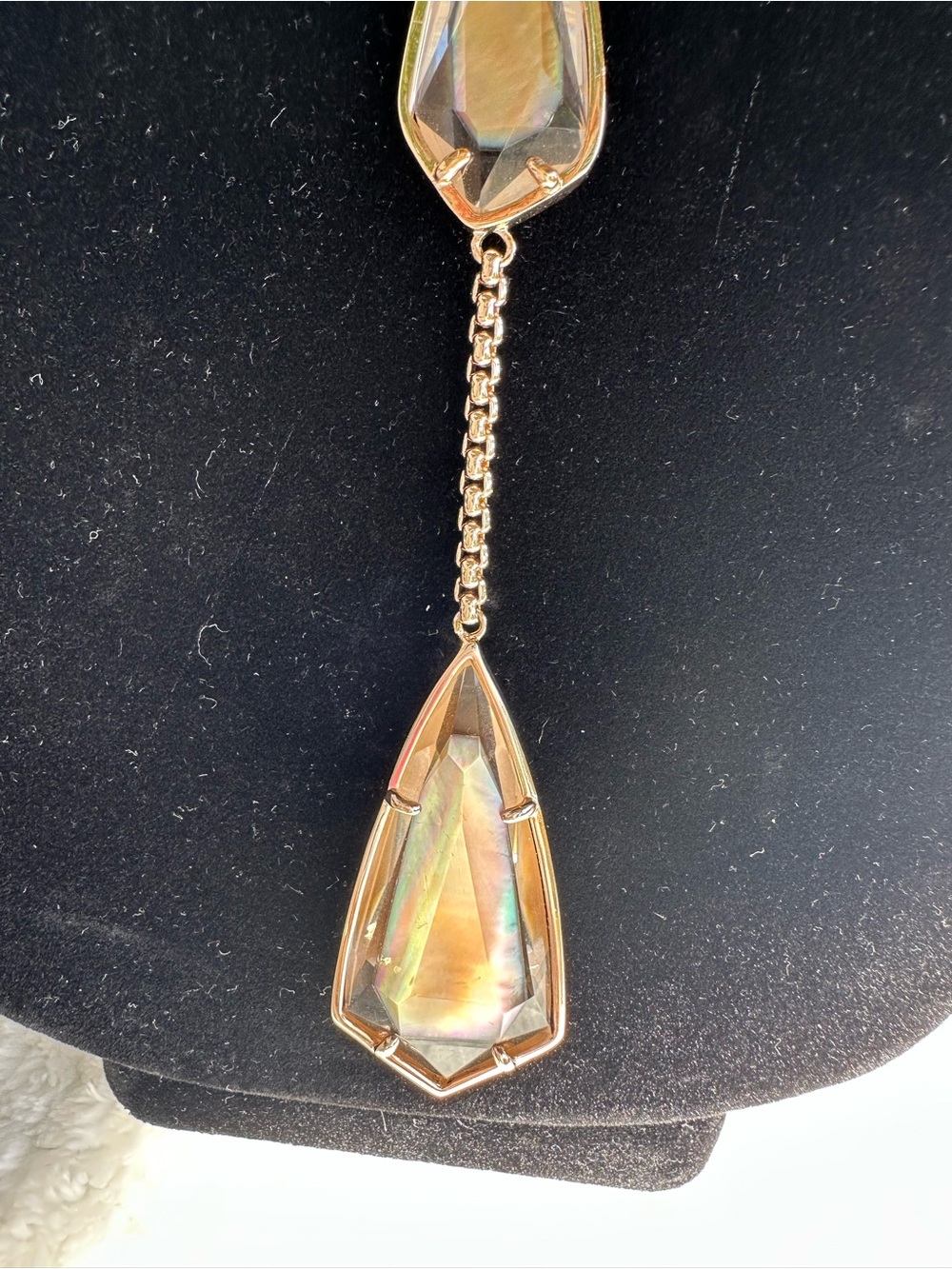Kendra Scott gold with Iridescent Stones lariat necklace and matching earrings - Picture 5 of 11